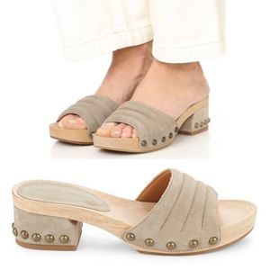 Sigerson Morrison Abel Studded Suede Clog Sandal